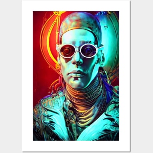 DJ deejay techno in rave cyberpunk steampunk music Posters and Art